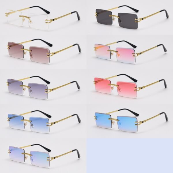 Rimless Rectangle Sunglasses - Image 8
