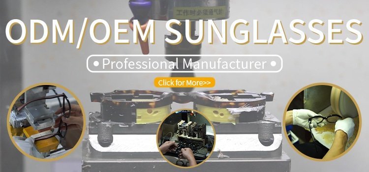 Factory floor of wholesale sunglasses manufacturer in China showing automated lens cutting machines